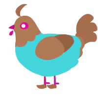 Duster, a aqua and brown chicken with a head pattern