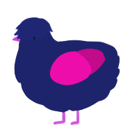 A navy and fuchsia chicken