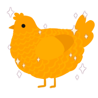 A ochre and gold chicken with a lace pattern