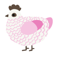 A white and pink chicken with a lace pattern