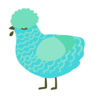 A aqua and mint chicken with a lace pattern
