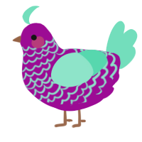 A plum and mint chicken with a lace pattern