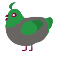 A grey and viridian chicken with a head pattern