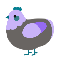 A grey and lilac chicken with a head pattern
