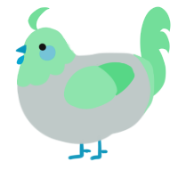 A silver and spring chicken with a head pattern