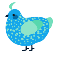 Amea, a sky and mint chicken with a speckle pattern