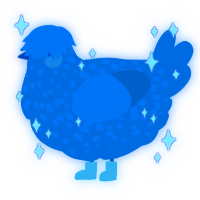 A sapphire chicken with a speckle pattern