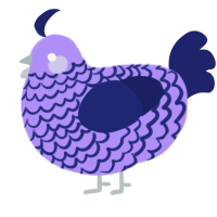 A lilac and navy chicken with a lace pattern
