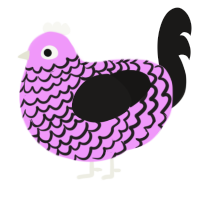 A lavender and sable chicken with a lace pattern