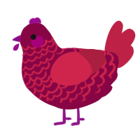 A maroon and crimson chicken with a lace pattern