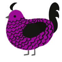 A plum and black chicken with a lace pattern