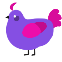 A blurple and fuchsia chicken
