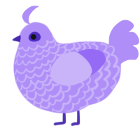 A lilac chicken with a lace pattern