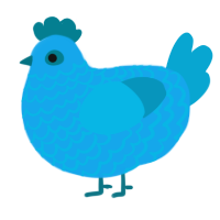 A sky and cerulean chicken with a lace pattern