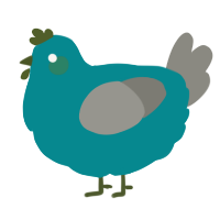 A teal and ash chicken with a bar pattern