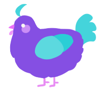 Wisteria, a blurple and aqua chicken