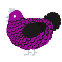 A plum and sable chicken with a lace pattern