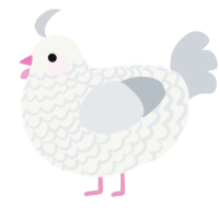 A white and mist chicken with a lace pattern