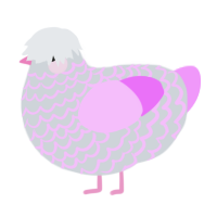 A mist and lavender chicken with a lace pattern