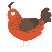 A vermilion and bark chicken with a half-lace pattern