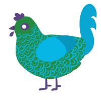A viridian and cerulean chicken with a double-lace pattern