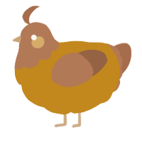 A ochre and brown chicken with a head pattern