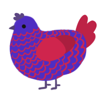 Yarn, a indigo and crimson chicken with a lace pattern