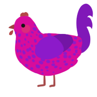 A fuchsia and violet chicken with a speckle pattern