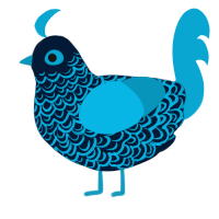A tumblr and cerulean chicken with a double-lace pattern