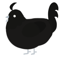 A sable and black chicken with a head pattern