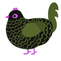 clone rights, a black and olive chicken with a lace pattern