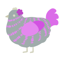 A silver and lavender chicken with a bar pattern