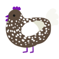 A bark and white chicken with a speckle pattern