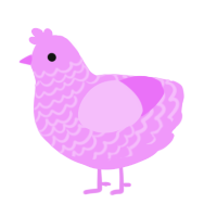 A lavender chicken with a lace pattern
