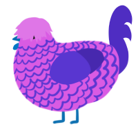 A orchid and indigo chicken with a lace pattern