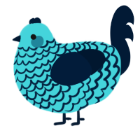 A aqua and tumblr chicken with a lace pattern