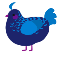A navy and sapphire chicken with a half-lace pattern