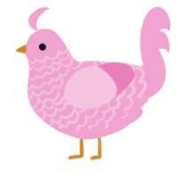 A pink chicken with a lace pattern
