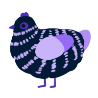 A tumblr and lilac chicken with a bar pattern