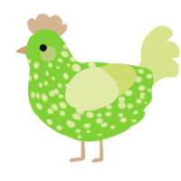 A grass and lemon chicken with a speckle pattern