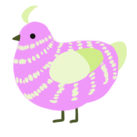 A lavender and apple chicken with a bar pattern