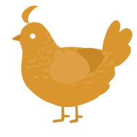 A orange chicken with a half-lace pattern