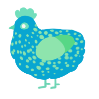 A cerulean and spring chicken with a speckle pattern