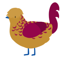 Sportsfan, a gold and maroon chicken with a half-lace pattern
