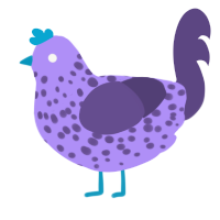 A lilac and overcast chicken with a speckle pattern