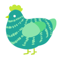 electrolyte, a turquoise and spring chicken with a bar pattern