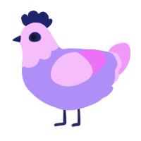 A lilac and lavender chicken with a head pattern