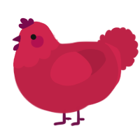 A crimson chicken with a head pattern