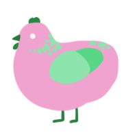 A pink and spring chicken with a neck-speckle pattern