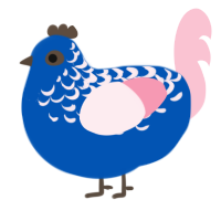 A ultramarine and rose chicken with a half-lace pattern